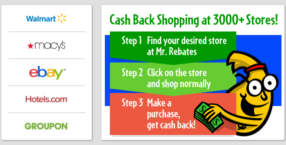 Mr. Rebates 網站的購物現金回饋