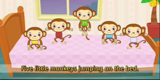 5 little monkeys jumping on the bed
